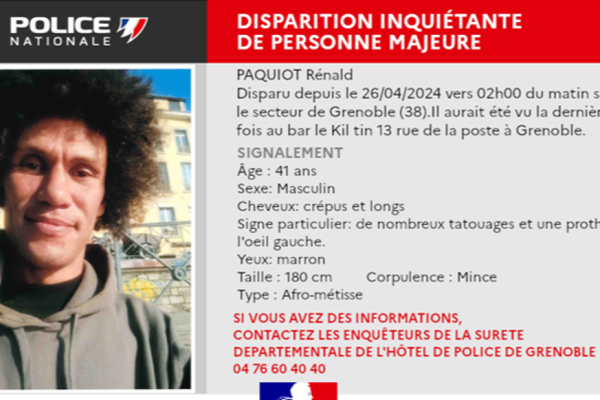 Grenoble : disparition inquiétante de Rénald Paquiot
